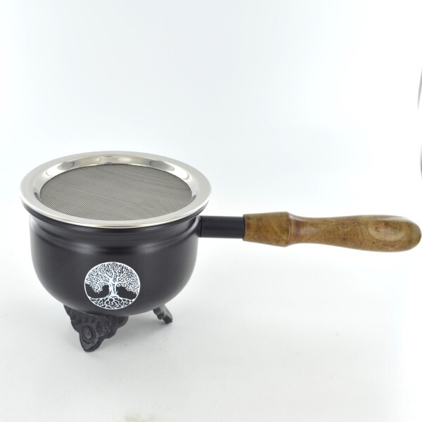 Tree of Life Resin Incense Burner Wooden Handle 10x22cm 40042