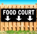 Food Court Down Blk/Wh Advertising Vinyl Banner Flag Sign Many Sizes Directional