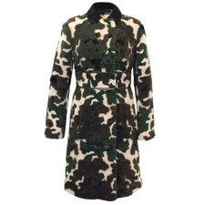 New Fay By Tod's Sheepskin Shearling Camouflage Mink Rabbit Trim Coat Size 8