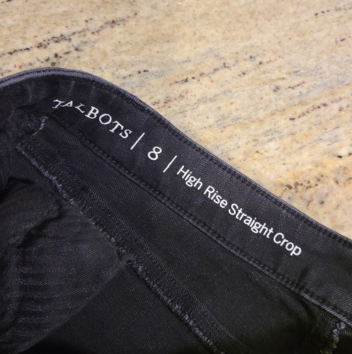 Talbots High Rise Straight Crop Black Jeans Sz 8 EXC Cond Distressed 30x25" - Picture 10 of 14