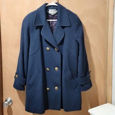 Mario De Pinto Women's Pea Coat Navy Size L/xl Lined Wool Blend Made In Usa