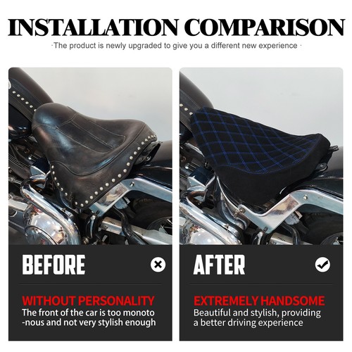 Black Driver Suede Solo Seat For Harley Heritage Softail Deluxe FLSTN 2006-2017 - Picture 3 of 17
