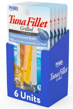 INABA Premium Hand-Cut Grilled Tuna Fillet Cat Treats w Vitamin E, 0.52 oz,
