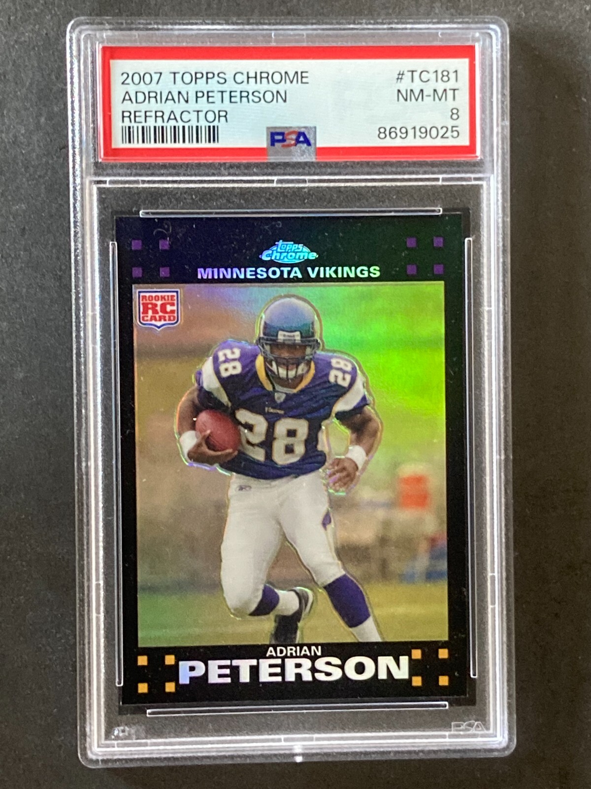2007 Topps Chrome Adrian Peterson Refractor RC PSA 8
