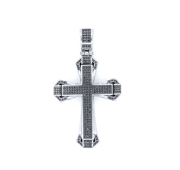 Colgante Cruz Hombre Acero Inoxidable 316 Pavé (Solo Colgante) Foto 3 de 4