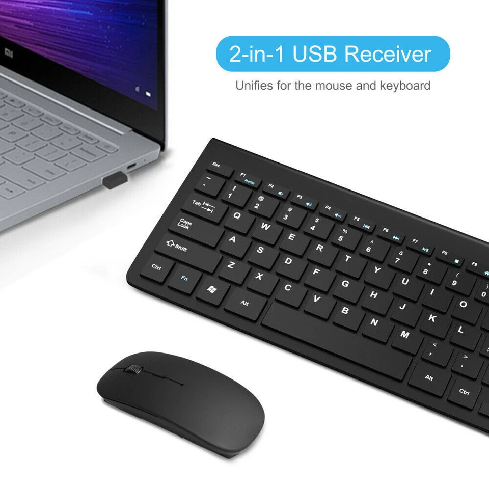 2024 New Wireless Keyboard and Mouse Combo USB 2.4GHz Compact Quiet for Computer - Image 2 of 4