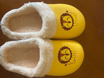 Yellow Lion Slippers for Boys Girls Size Warm Plush Lining Non
