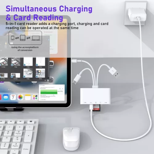 5 in 1 Memory Card Reader USB 3.0 OTG Adapter SD Card Reader For iPhone/iPad - Picture 6 of 12