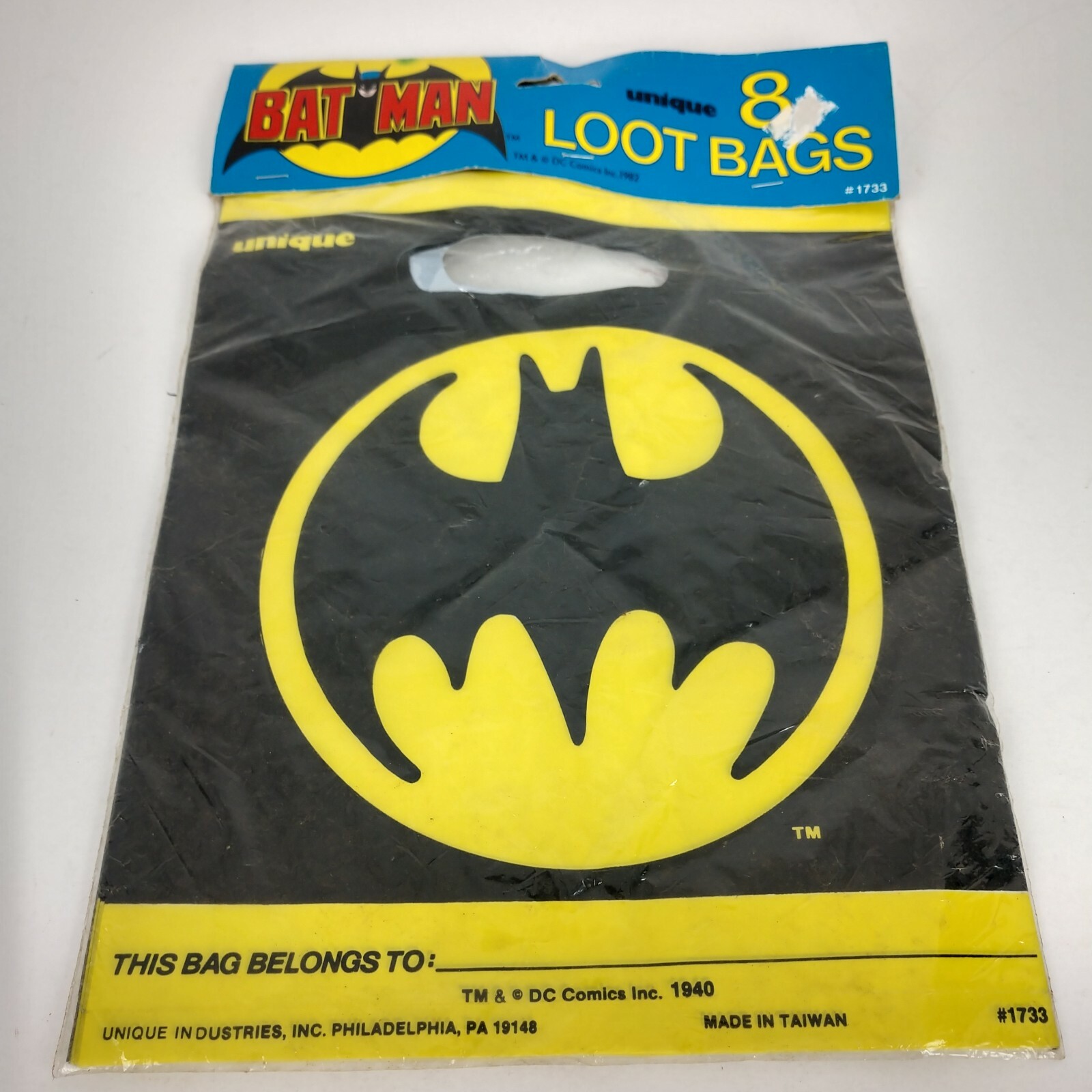 VINTAGE 1982 BATMAN ACCESSORY PAK Loot Bags PARTY SUPPLIES RARE | eBay