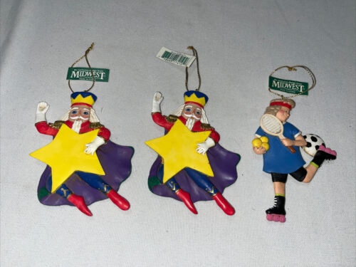 3 Midwest Cannon Falls Room To Write Ornaments Multi Sport Girl Nutcracker King - Picture 1 of 6