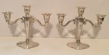 Weidlich Brothers Mfg Co  Candelabras Three Light Silver Plate Antique 6.5” Tall