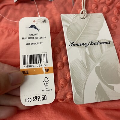 tommy bahama embroidered pearl shift dress TOMMY BAHAMA PEARL EMBROIDERED SHIFT DRESS in CORAL BLUFF size small NEW