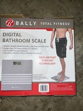 Bally Total Fitness Digital Bathroom Scale Jumbo LCD Display 400 lb Limit Silver