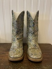 Lime Green Teal Silver Sparkle Size 9 Roper Boots Youth Size 9 Girls