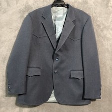 Vintage 70’s Levi’s Western Wear Blazer Sport Coat Blue Mens Size 44L Long USA