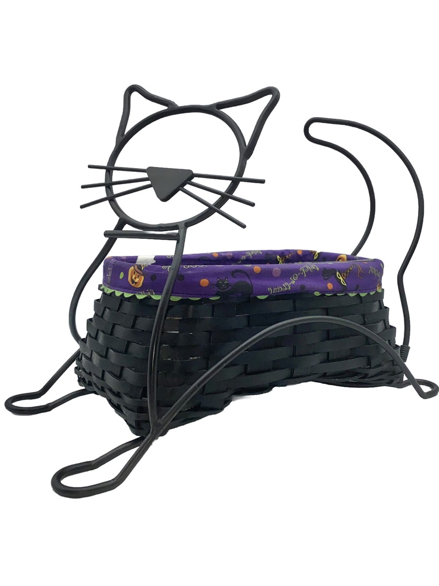 Longaberger Wrought Iron Black Cat Basket Halloween Party Liner