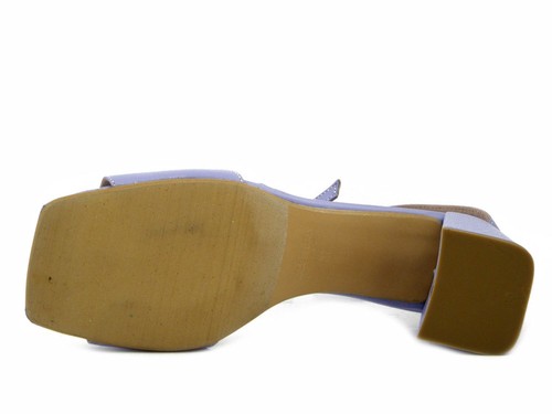 Sandali Donna in Pelle Glicine Lilla 37 Tacco Alto 7,5 cm Made in Italy - Foto 5 di 5