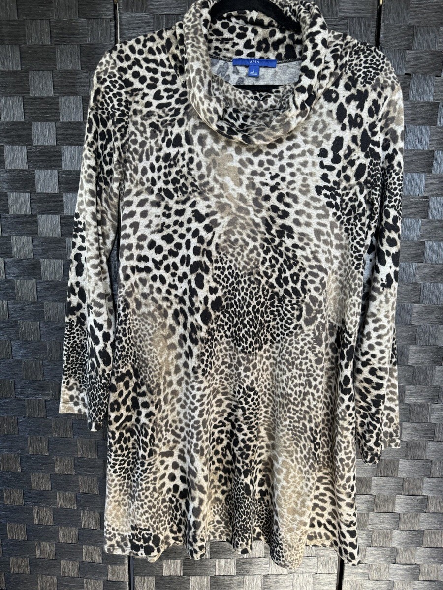 Apt 9 Women's Dress Size Large Animal Print Sweater Dress With Pockets Cowl  Neck | eBay