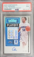 2020 Panini Contenders Cole Anthony /49 Auto Playoff Ticket PSA 9 RC B31