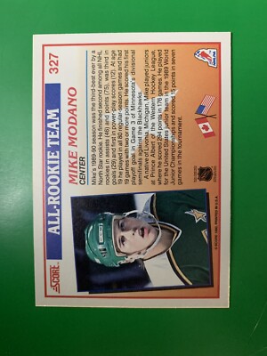 1990 Score Mike Modano #327 Minnesota North Stars Hockey Card | eBay