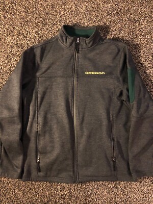 Men's Large Colosseum Athletics Oregon Ducks Gray Full Zip Embroidered Jacket
