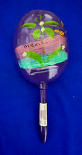 Handmade Hand Painted Purple Mexican Folk Art Wooden Percussion Maraca