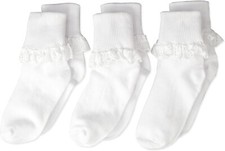 Jefferies Socks Big Girls' 179754 Eyelet Lace Socks 3 Pack White Size S