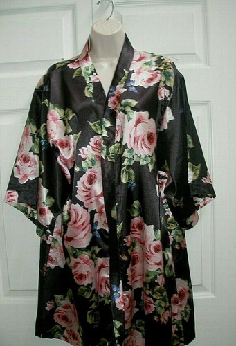 Vestido Negro Vintage con Estampado de Flor Rosa Hasta la Rodilla Cinturón Para Mujer Talla Pequeña - Imagen 2 de 11
