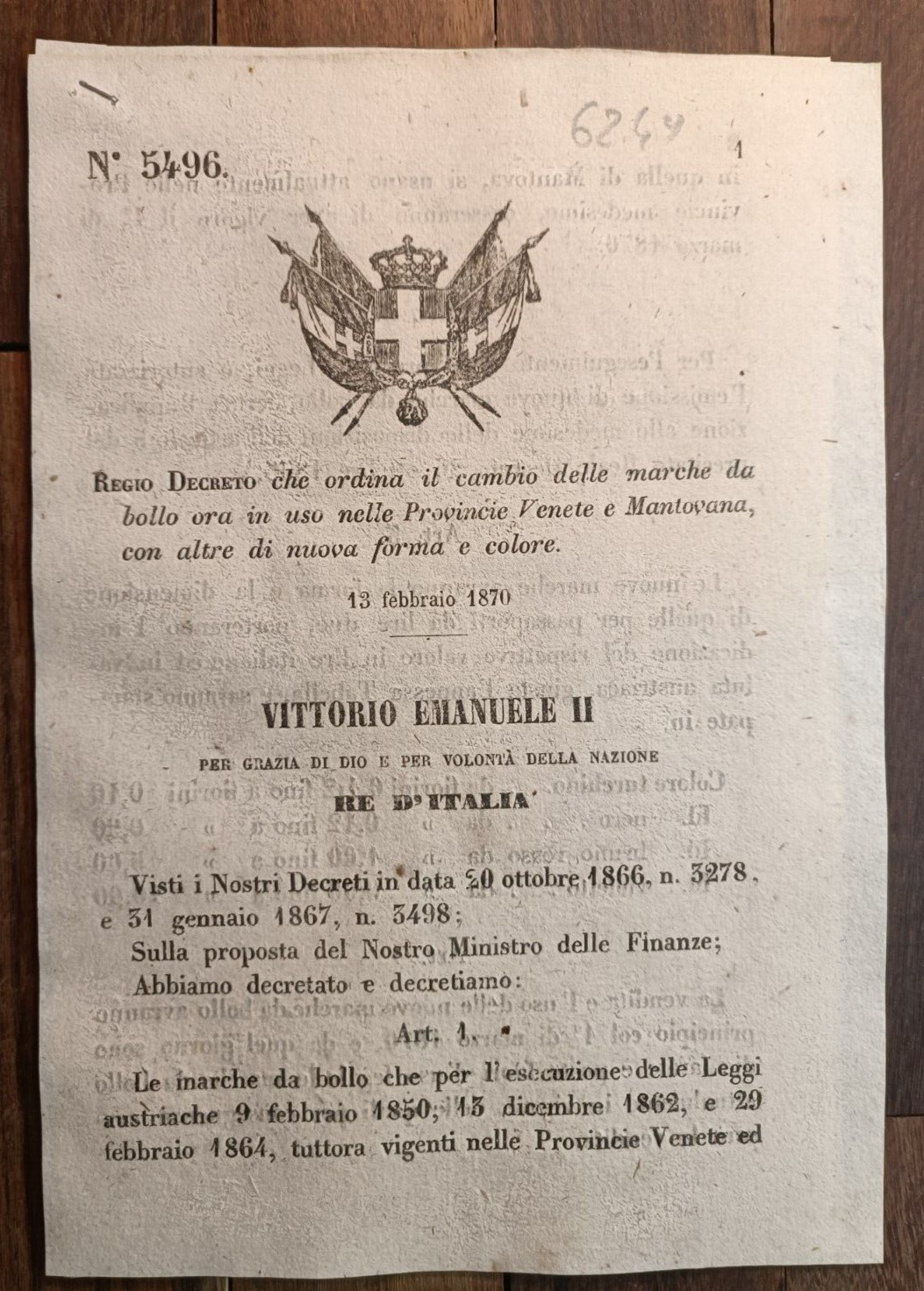 PROVINCE VENETE & MANTOVANE 1870 REGIO DECRETO X CAMBIO MARCHE DA BOLLO-6249