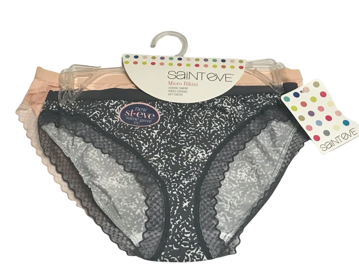 St. Eve Micro Bikini Panties Nylon/Spandex 2 Pk Gray/Pink - U Pick Size