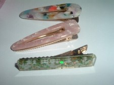 3 Confetti and Glitter Lucite Hair Clips in Gift Box