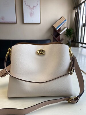COACH Willow Shoulder Bag Color Block White Women's Bags Outlet