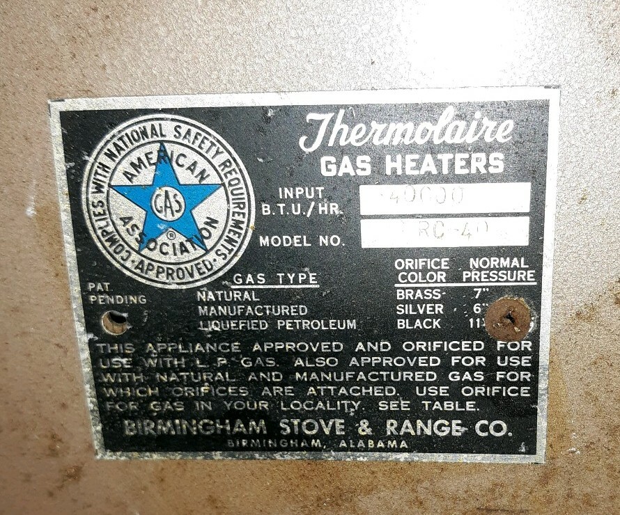 VINTAGE THERMOLAIRE 40,000 BTU GAS HEATER STOVE WITH 7 GRATES eBay