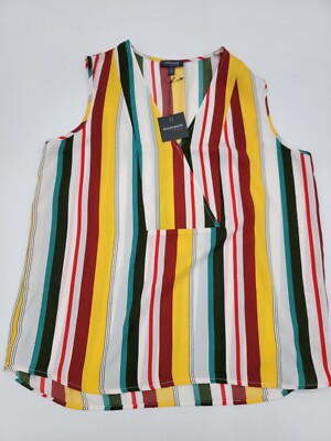 Madison Multicolor Striped Top Blouse Women's Large NEW w/ Tags