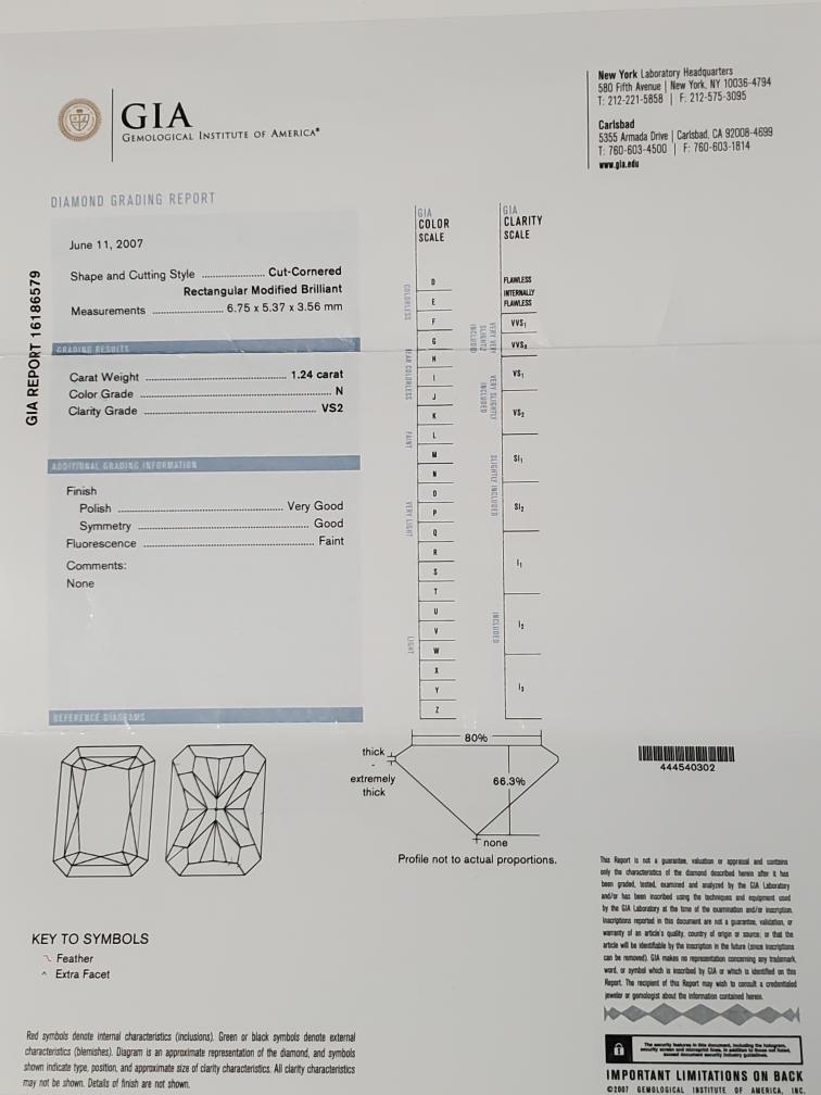 14K Solid White Gold Rectangular Modified GIA Dia… - image 9