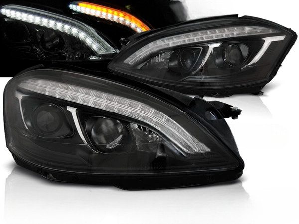 Scheinwerfer Paar FüR Mercedes S-Klasse W221 05-09 Xenon Daylight LED Schwarz-image