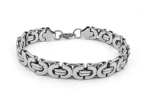 Men's Silver Bracelet Stainless 750er White Gold 18K Plated Watertight B2332 - Picture 3 of 4