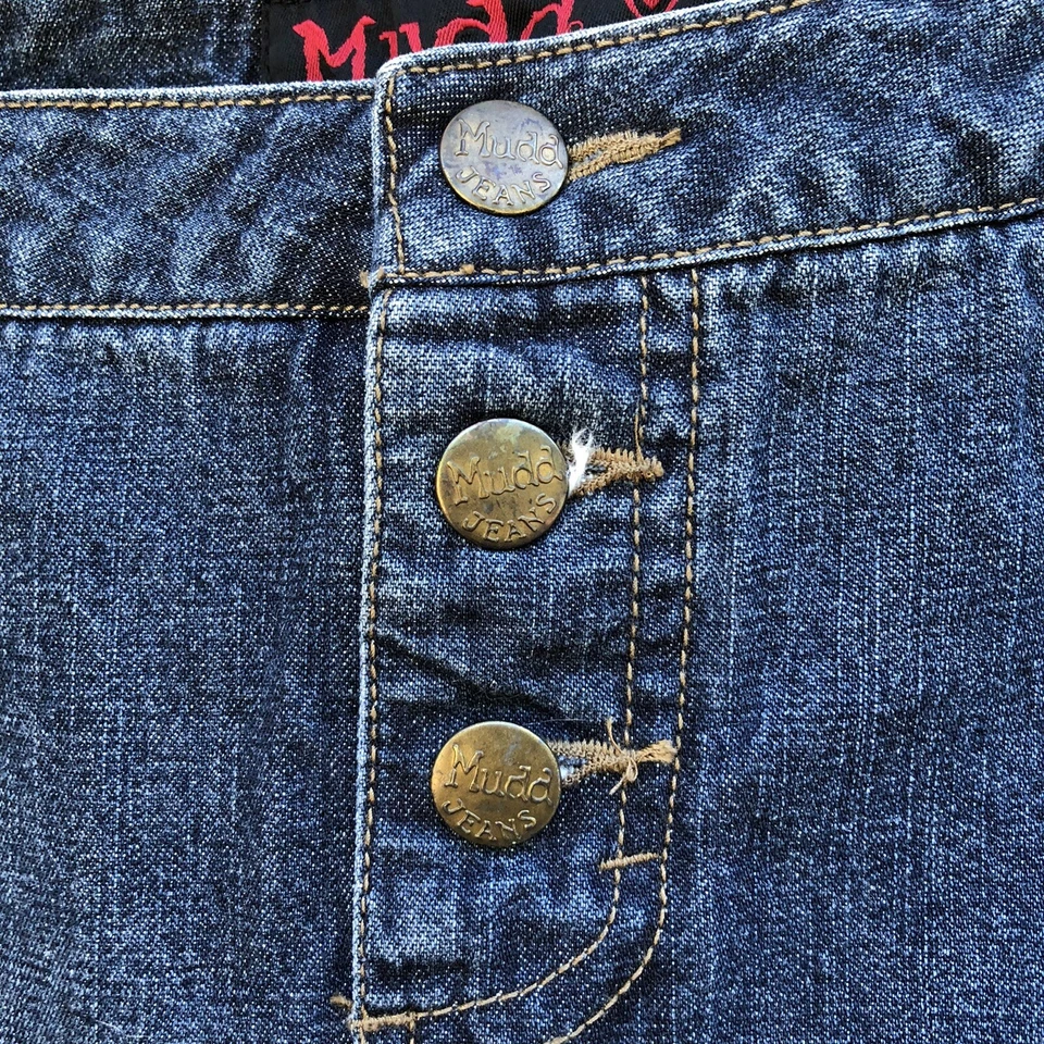 Mudd Juniors Talla 13 Denim Jean Y2k Falda Botón Mosca Foto 2 de 4