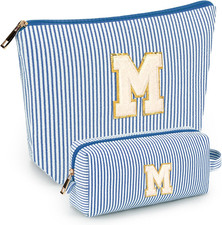 2 PCS Initial Makeup Bags: Mothers Day Gifts for Women - Best Friend Birthday Gi