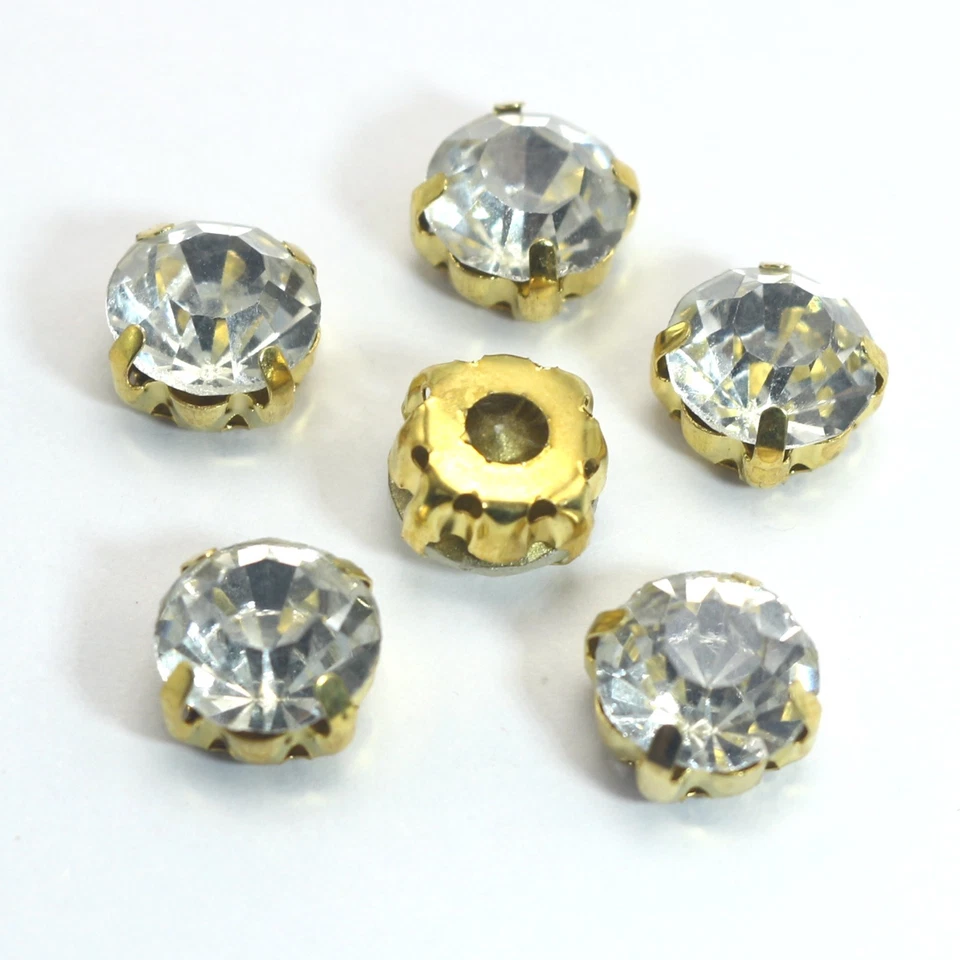 Artesanal Dorado Cristal Transparente Vidrio Rosa Montes Coser en Estrás Cuentas 3mm-10mm Foto 3 de 4