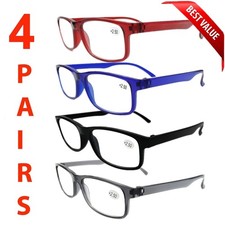 4 PK Mens Rectangular Rimless Blue Light Blocking Reading Glasses Unisex Readers