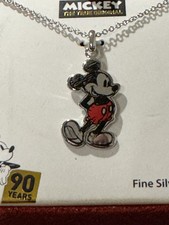 Disney 90th Year Anniversary Mickey Mouse Fine Silver Plated Necklace JCM, NIB