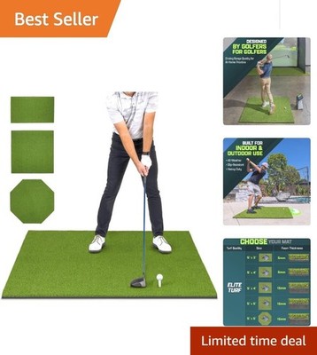 Elite Indoor/Outdoor Golf Hitting Mat - Lasts 150,000 Shots with Real Grass Feel
