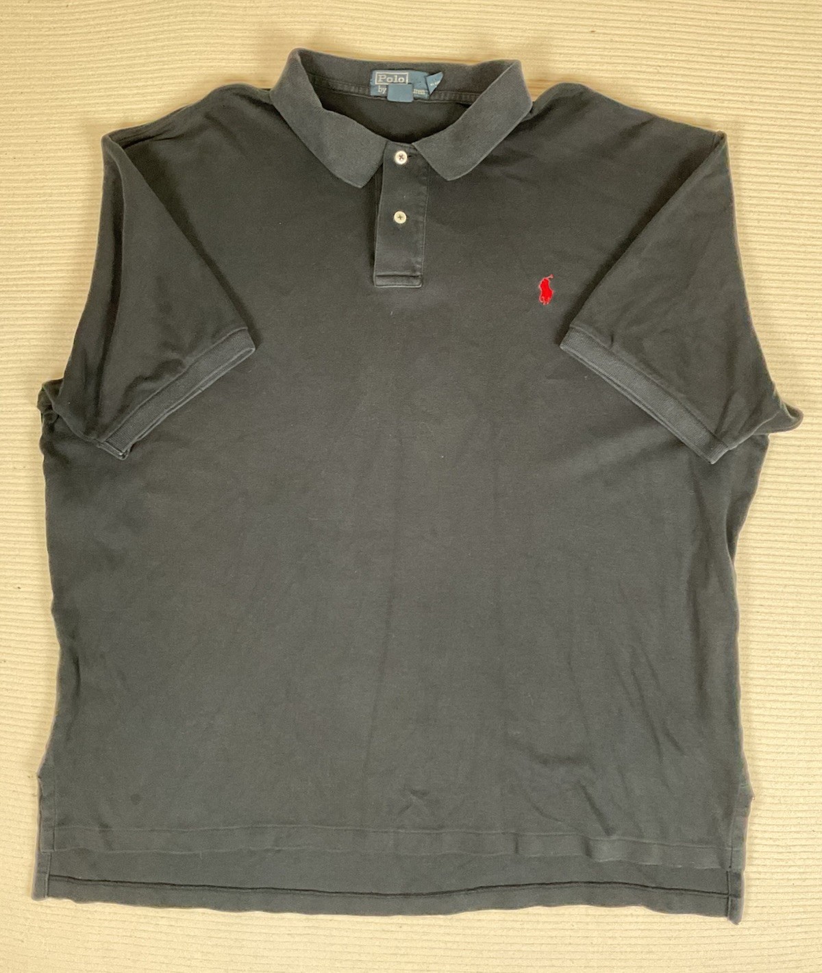 Polo Ralph Lauren camicia uomo 2XL nera manica corta rosso pony XXL vintage anni 90