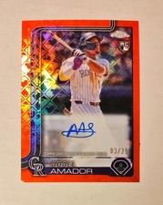 Adael Amador 2025 Topps Chrome RC AUTO ORANGE REFRACTOR 03/25 Logofractor Raw T6