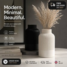 3D Printed Ribbed Vase Modern Nordic Home Decor Large & Small UK