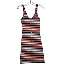 American Eagle Dress Small Bodycon Ribbed Stripes Button-up