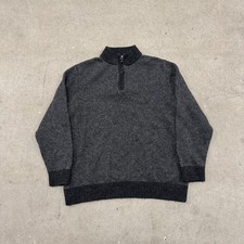 Pendleton Woolen Mills Sweater Mens Large Gray Washable Wool Ribbed Quarter Zip