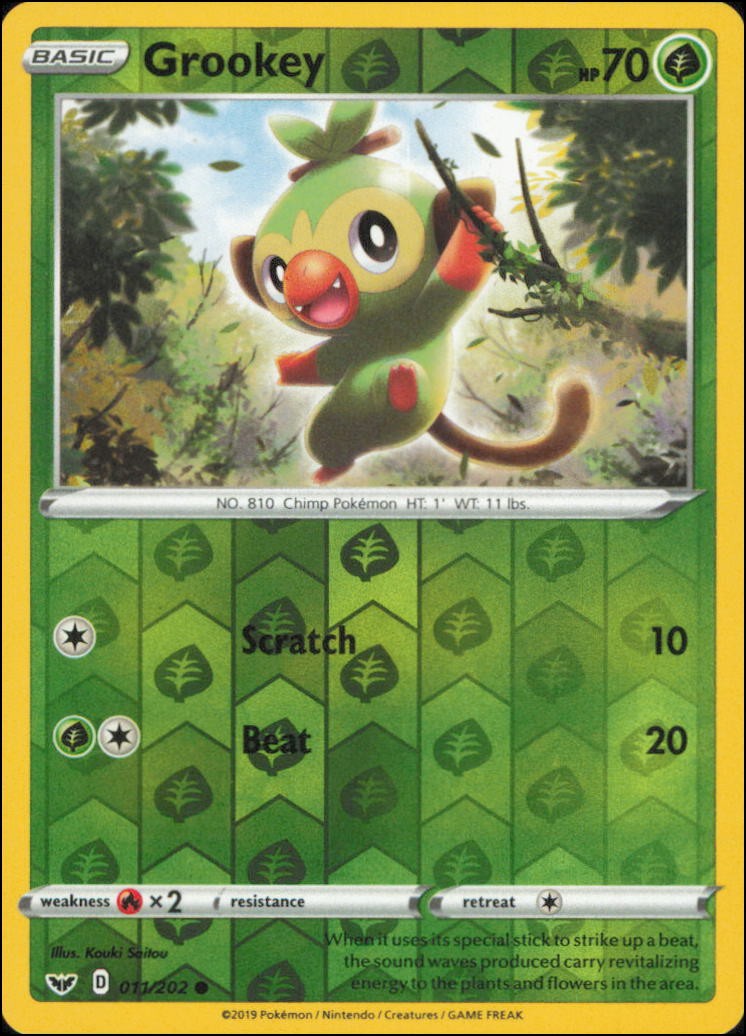 Pokemon - Grookey (011) #011/202 - SWSH01: Sword & Shield Base Set Reverse Holo