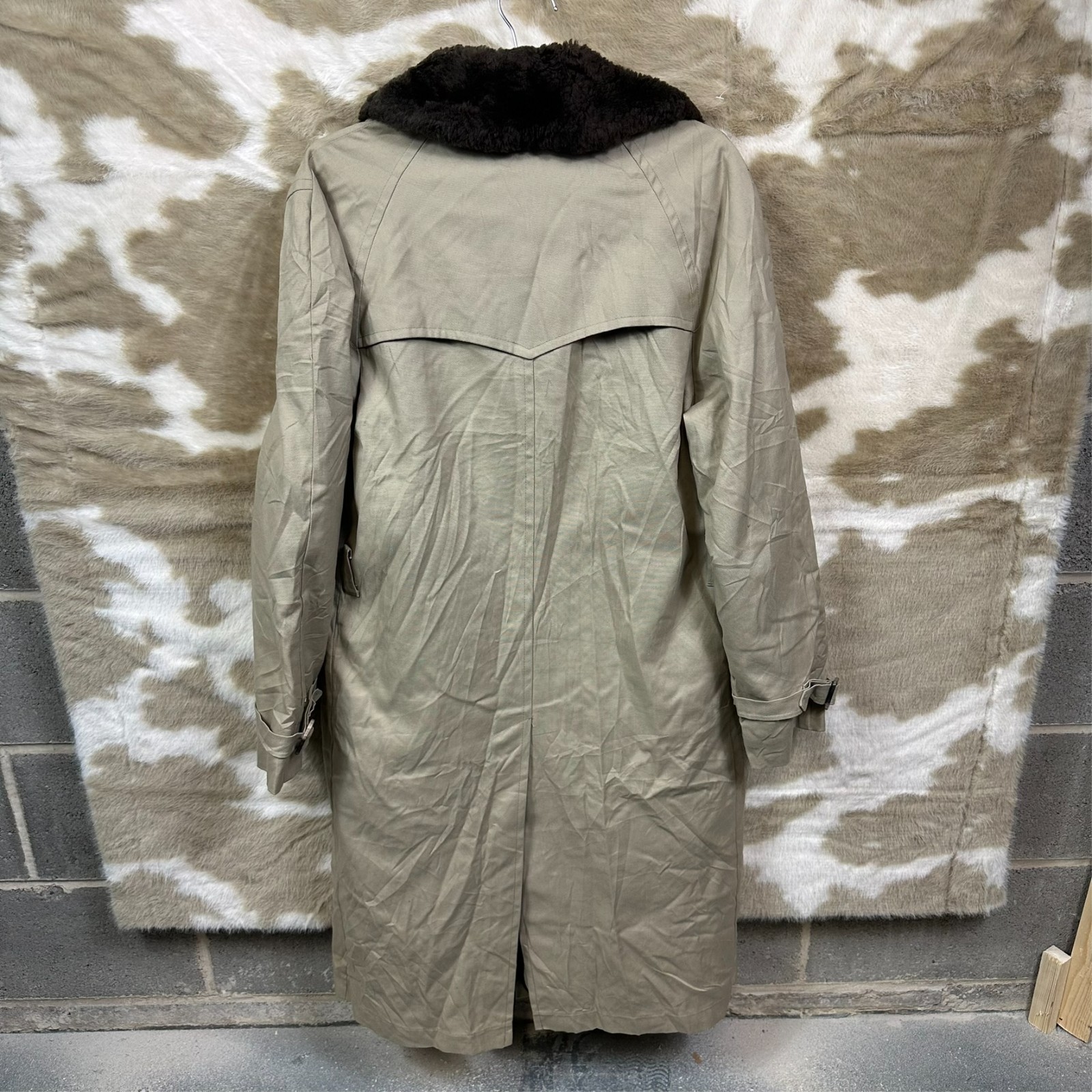 VTG Eddie Bauer 1980's Beige Size Large Goose Down Collar Insulated Trench Coat image 9